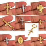5PCS 10Style Stainless Steel Cross Charms Pendants DIY Jewelry Making Supplies