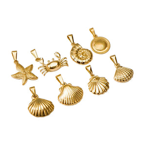 5PCS 316L Stainless Steel Plated Shell Charm Pendant Necklace Jewelry DIY