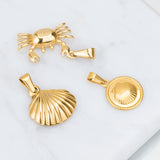 5PCS 316L Stainless Steel Plated Shell Charm Pendant Necklace Jewelry DIY