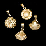 5PCS 316L Stainless Steel Plated Shell Charm Pendant Necklace Jewelry DIY