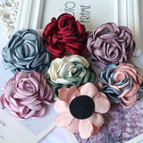 5PCS Large Satin Fabric Rose Flowers for Hats Dress Clothing DIY