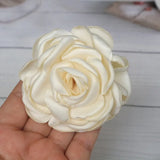5PCS Large Satin Fabric Rose Flowers for Hats Dress Clothing DIY