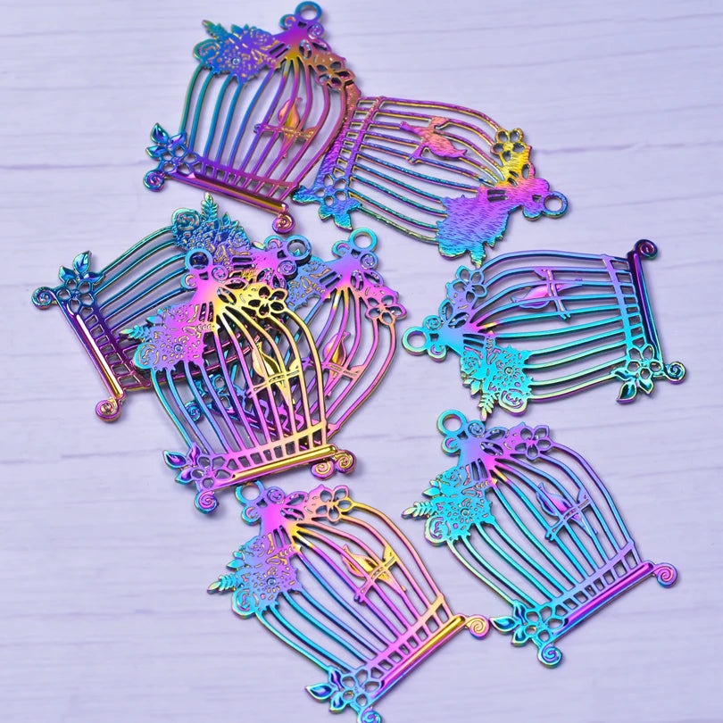 5PCS Birdcage Pendant Charm Alloy DIY Jewelry Supplies