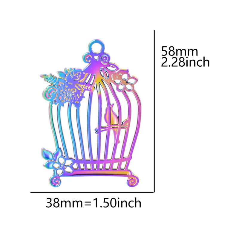 5PCS Birdcage Pendant Charm Alloy DIY Jewelry Supplies