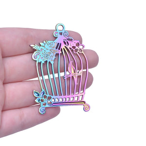 5PCS Birdcage Pendant Charm Alloy DIY Jewelry Supplies