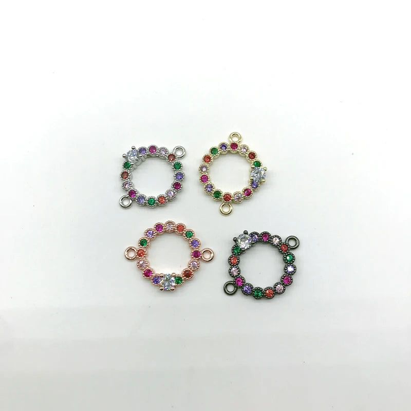 5PCS Micro Pave CZ Crystal Rainbow Zirconia Connector Lot