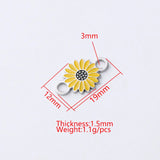 5PCS Stainless Steel Enamel Sunflower Charm Pendant DIY Jewelry Making