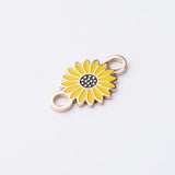 5PCS Stainless Steel Enamel Sunflower Charm Pendant DIY Jewelry Making