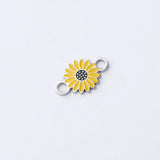 5PCS Stainless Steel Enamel Sunflower Charm Pendant DIY Jewelry Making