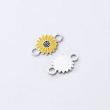 5PCS Stainless Steel Enamel Sunflower Charm Pendant DIY Jewelry Making