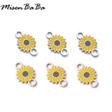 5PCS Stainless Steel Enamel Sunflower Charm Pendant DIY Jewelry Making