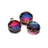 5PCS Copper Round Neon Glass Crystal Charms Pendant for Jewelry DIY Making