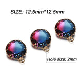 5PCS Copper Round Neon Glass Crystal Charms Pendant for Jewelry DIY Making