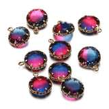 5PCS Copper Round Neon Glass Crystal Charms Pendant for Jewelry DIY Making