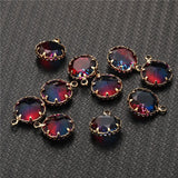 5PCS Copper Round Neon Glass Crystal Charms Pendant for Jewelry DIY Making