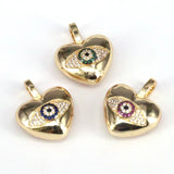 5PCS Love Heart CZ Eye Heart Pendant Charm DIY Necklace Making