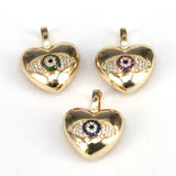 5PCS Love Heart CZ Eye Heart Pendant Charm DIY Necklace Making