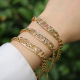 5PCS Love Mom Mama Chain Bracelets Classic Chunky Charm Bangle