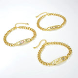 5PCS Love Mom Mama Chain Bracelets Classic Chunky Charm Bangle