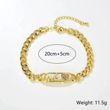5PCS Love Mom Mama Chain Bracelets Classic Chunky Charm Bangle