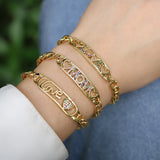5PCS Love Mom Mama Chain Bracelets Classic Chunky Charm Bangle