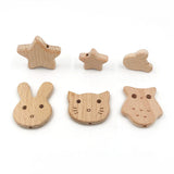 5PCS Animal Wooden Spacer Beads Natural Beech Wood Bear Star DIY