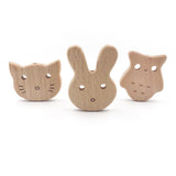 5PCS Animal Wooden Spacer Beads Natural Beech Wood Bear Star DIY
