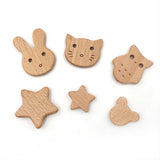 5PCS Animal Wooden Spacer Beads Natural Beech Wood Bear Star DIY