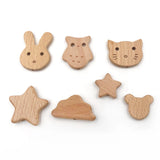 5PCS Animal Wooden Spacer Beads Natural Beech Wood Bear Star DIY
