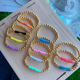 5PCS Lucky Eye Colorful Enamel Tube Charm Bracelet Evil Eye Bracelet