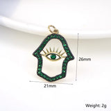 5PCS Hamsa Hand Pendant Evil Eye Palm Charm Zircon Jewelry Gift