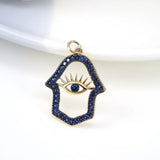 5PCS Hamsa Hand Pendant Evil Eye Palm Charm Zircon Jewelry Gift
