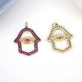 5PCS Hamsa Hand Pendant Evil Eye Palm Charm Zircon Jewelry Gift