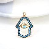 5PCS Hamsa Hand Pendant Evil Eye Palm Charm Zircon Jewelry Gift