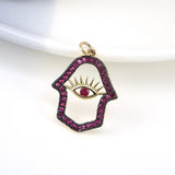 5PCS Hamsa Hand Pendant Evil Eye Palm Charm Zircon Jewelry Gift
