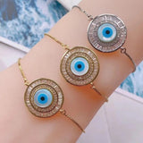 Eye Charm Shell Bracelet for Women Adjustable Bangles Copper Jewelry Gift