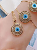 Eye Charm Shell Bracelet for Women Adjustable Bangles Copper Jewelry Gift