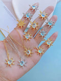 Crystal Sun Pendant Copper Necklace Zircon Clavicle Chain Wedding Jewelry