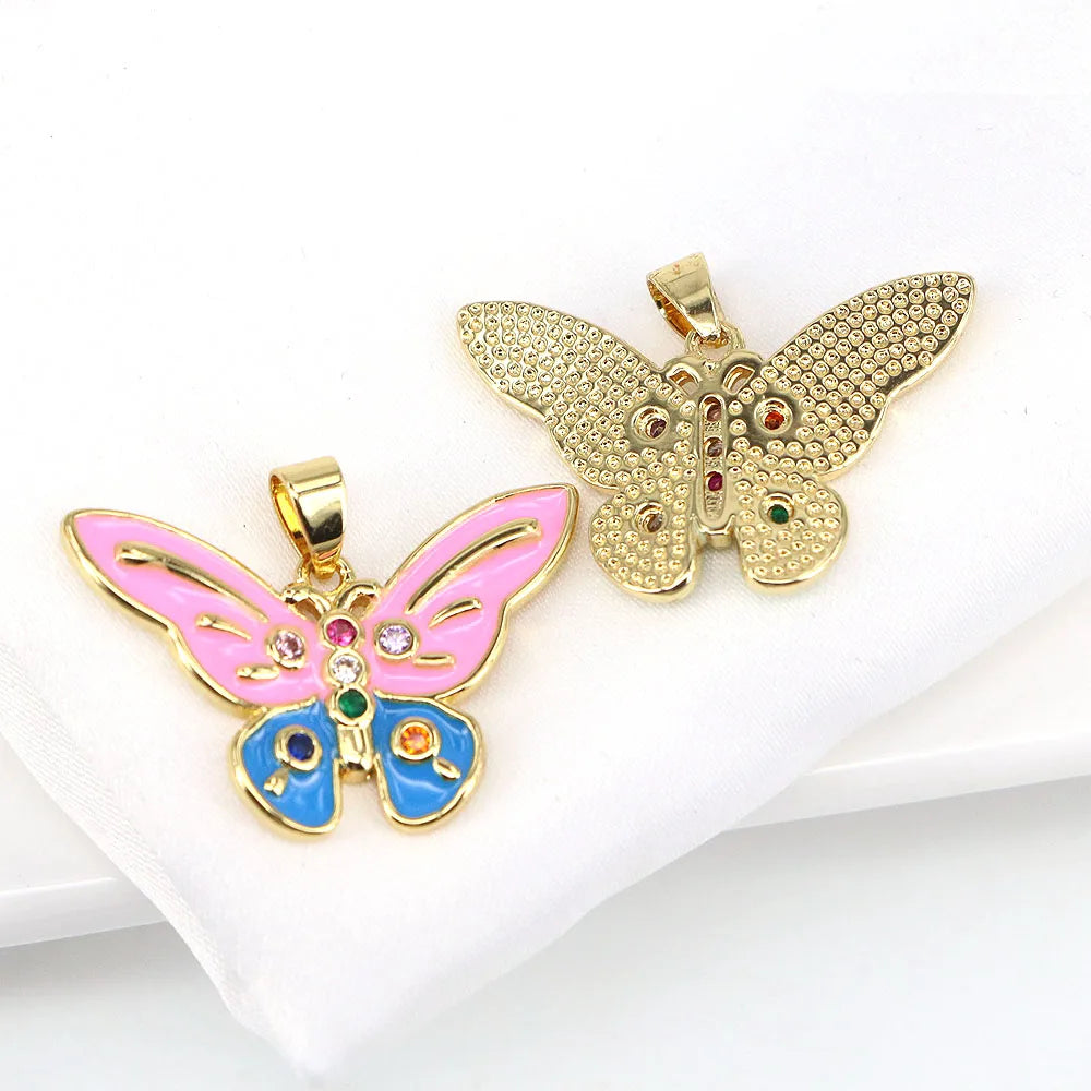5PCS Women's Colorful Enamel Butterfly Pendant Choker Necklaces