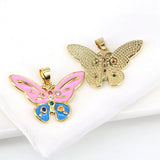 5PCS Women's Colorful Enamel Butterfly Pendant Choker Necklaces