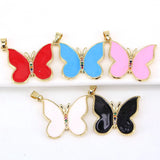 5PCS Women's Colorful Enamel Butterfly Pendant Choker Necklaces