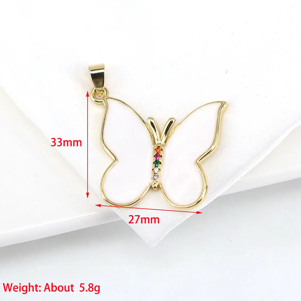 5PCS Women's Colorful Enamel Butterfly Pendant Choker Necklaces