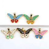 5PCS Women's Colorful Enamel Butterfly Pendant Choker Necklaces