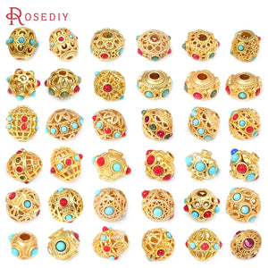 5PCS Matte Brass Round Nepalese Beads Jewelry Making Diy Supplies