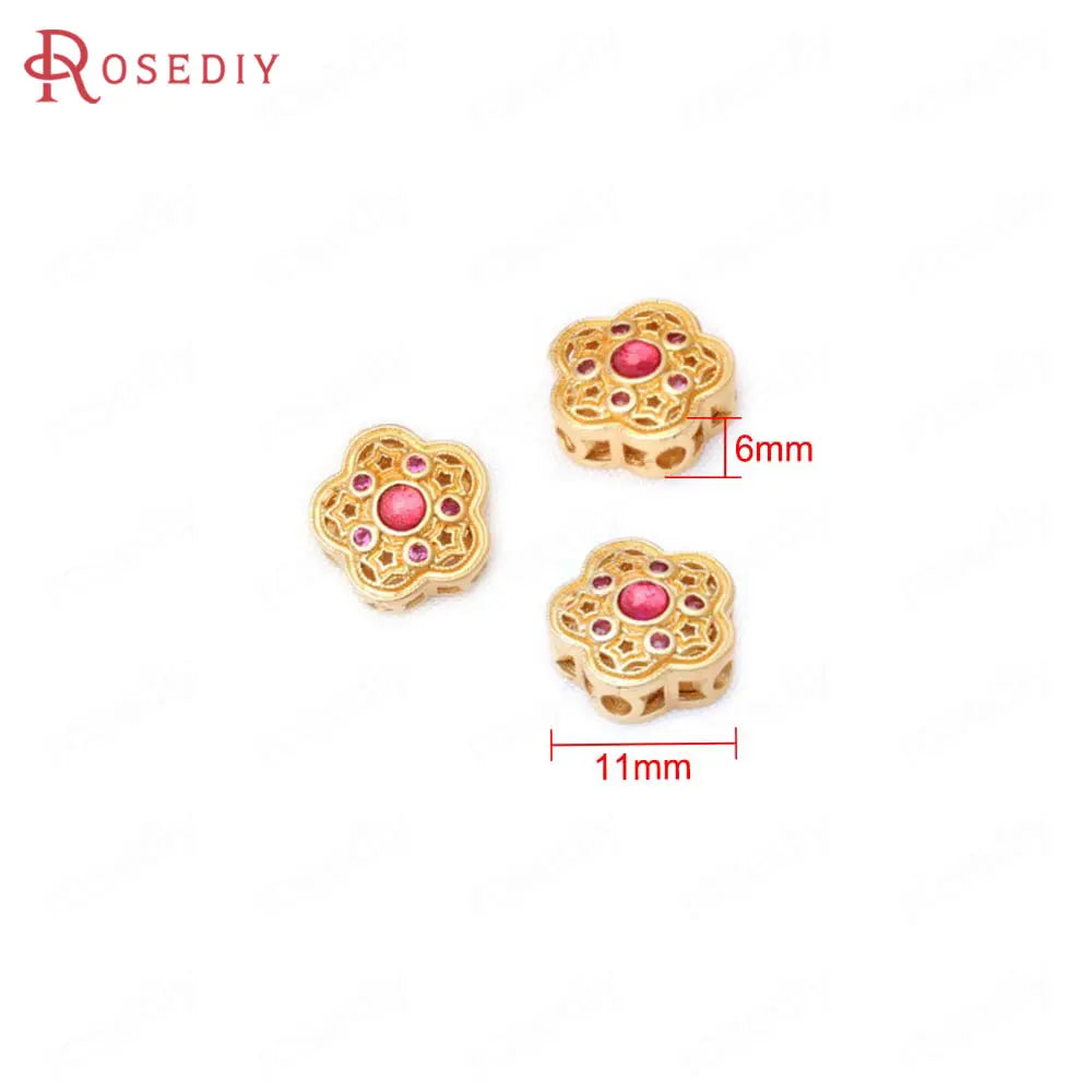 5PCS Matte Brass Round Vintage Style Nepalese Beads
