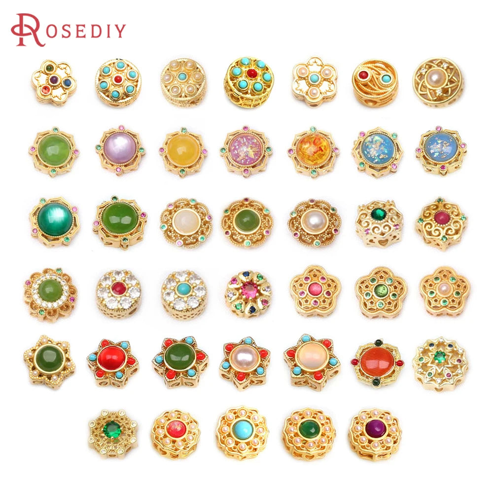 5PCS Matte Brass Round Vintage Style Nepalese Beads