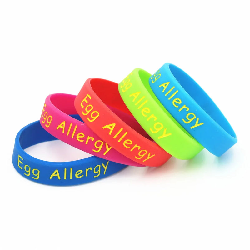 5PCS Kids Egg Allergy Silicone Wristband Medical Alert Armband SH204