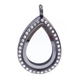 5PCS Metal Waterdrop Rhinestone Glass Memory Locket Necklace For Women