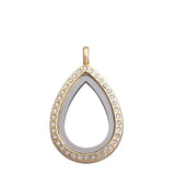 5PCS Metal Waterdrop Rhinestone Glass Memory Locket Necklace For Women