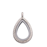 5PCS Metal Waterdrop Rhinestone Glass Memory Locket Necklace For Women